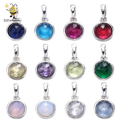 China Charm For Bracelet Making 925 Sterling Silver Classic Jewelry Europe Type Fashion 925 Sterling Silver Colorful Droplet Necklace Love Pendant Gift For Her for sale