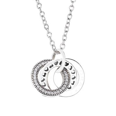 China 925 sterling silver costume jewelry sterling silver necklace jewelry 925 jewelry three of hearts circles necklaces for sale