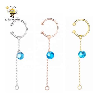 China 925 Sterling Silver Ear Chains Slovehoony Elegant Jewelry 24 Silver Gold Plated Earrings For Brides Oval Earrings For Woman Colores for sale