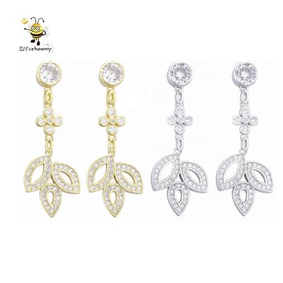 China 18K Silver Earings Long 925 EarringsJewelry 18K Silver Leaf Slovehoony Earings Long Sterling Silver Long 925 Sterling Silver Leaf Earrings Jewelry for sale