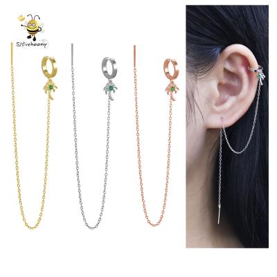 China TRENDY Hawaii Coconut Tree Ear Cuff Clip Tassel Drop Line Jewelry Earcuff Earring Set Sterling Silver 925 Jewelry For Women 2021 for sale