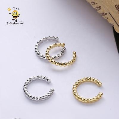 China Slovehoony Twist Ear Cuff Earrings Silver 925 Fashion Ear Cuff Design Ear Cuff Plata 925 Ear Cuffs Jewelry Gold for sale