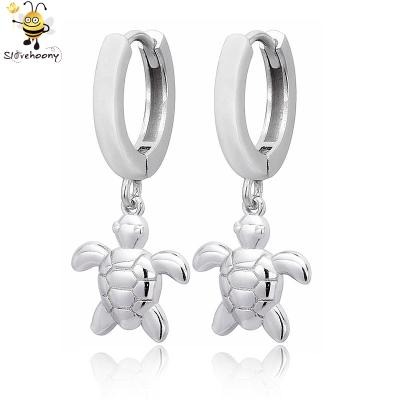 China Simple Euro Fashion Brincos Style Jewelry 925 Sterling Silver Unisex Animal Tortoise Circle Earrings Loose for sale