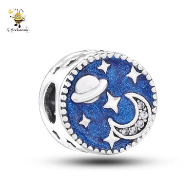 China Charm For Bracelet Making 925 Sterling Silver Jewelry Slovehoony High Quality 925 Sterling Silver DIY Blue Sky Moon Stars UPQ Bracelet Charm Jewelry for sale