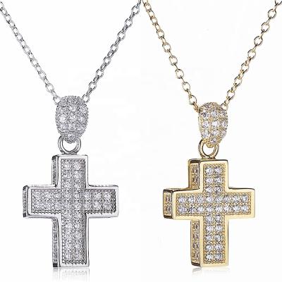 China 2018 New Design 2019 Fashion Jewelry New Design 925 Sterling Silver CZ Gold Japanese Cross Statement Pendant Necklaces for sale