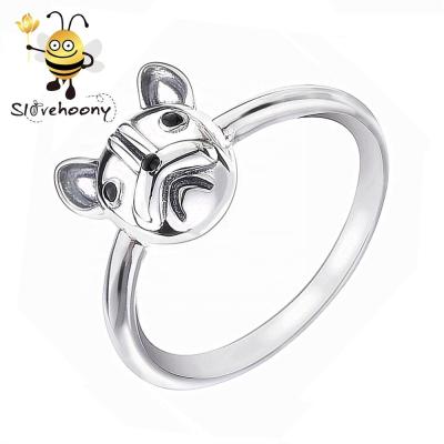 China 925 Silver Animal Rings Slovehoony 925 Silver Animal Rings, French Bulldog Rings For Woman Silver Jewelry for sale