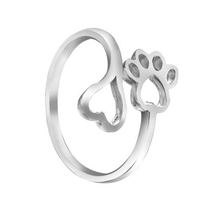 China 925 Silver Animal Jewelry 925 Paw Print Rings For Woman Silver Animal Paw Rings Fashion Jewelry Fine Bear Paw Print Rings For Woman Slovehoony for sale