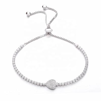 China Bracelets For Women Jewelry CZ Paved Bracelets For Extra Sterling Silver Love Tennis Bracelet Women Jewelry Heart Tennis Bracelet for sale