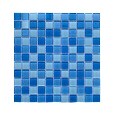 China Mixed Blue Crystal Parquet Slabs Glass Mosaic for sale