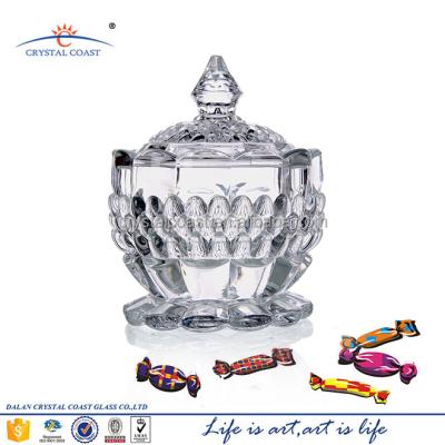 China Home Decorative Antique Glass Sweet Viable Crystal Canisters Storage Jars for sale