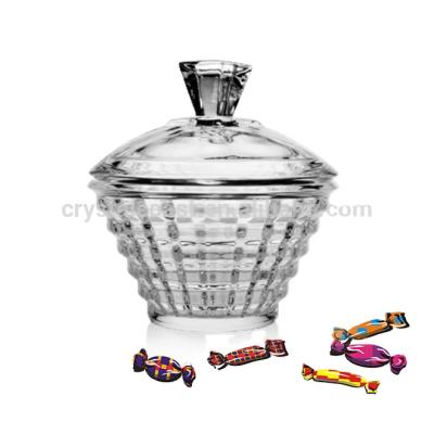 China No Factory Wholesale Single Antique Crystal Glass Candy Box With Glass Lid for sale