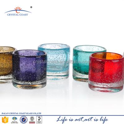 China Replacement Cool Loose Blown Bubble Hand Tealight Clear Glass Candle Holder for sale