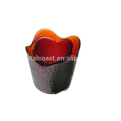 China Romantic and elegant cylinder colored mosaic glass jar candle; wax glass jar for candle for sale