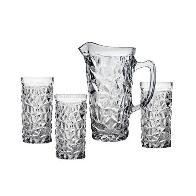 China Sustainable high quality clear glass water pitcher set of 4--with 1pitcher and 3 tumblers for sale