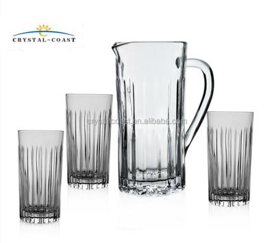 China Viable Wholesale High Quality 4pcs Kitchen Accessories Lead Free Glass Water Jug Sets for sale