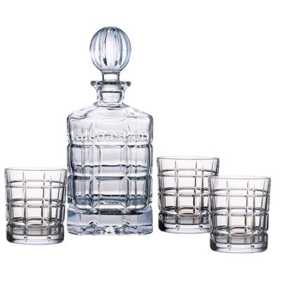 China Wholesale Beverage Factory Whiskey 750ml Decanter Set Glass Drinking Bottle With Lid for sale