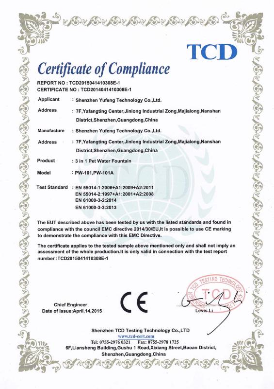 CE - Shenzhen Yufeng Technology Co., Ltd.