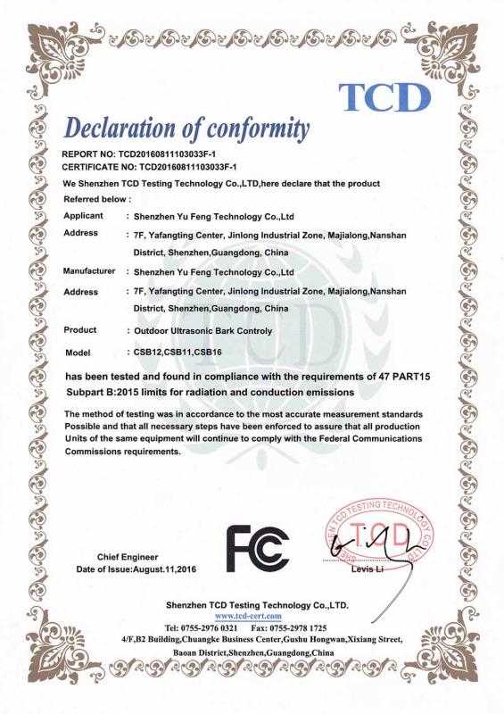 FCC - Shenzhen Yufeng Technology Co., Ltd.