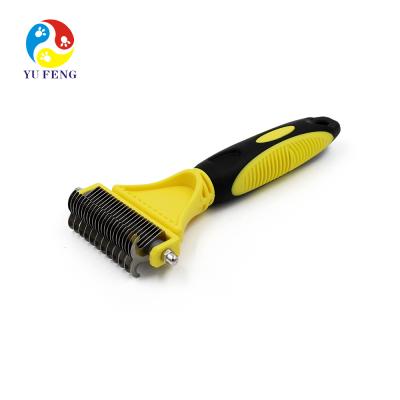 China Sustainable Dual Sides Dog Cat Comb Pet 2 Faces Puppy Brush Pet Fur Grooming Tool for sale