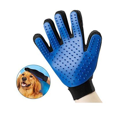 China Sustainable Pet Grooming Brush Five Finger Tips Silicone Fur Massage Hair Remover Dog Cat Hair Cleaning Glove For Dog for sale