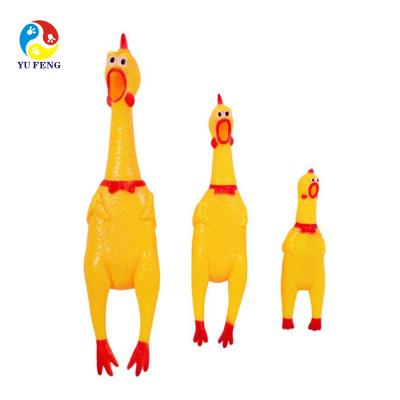 China New Sustainable Pet Products Plush Yellow Latex Chicken Dog Toy for sale