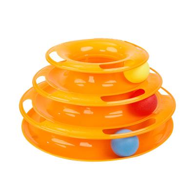 China Hot Selling Viable On Amazon Cat Three Levers Tower Of Tracks Interactive Cat Toys Pet Ball Toys Fun Dish for sale