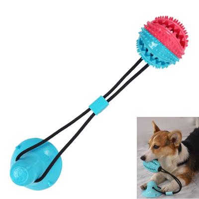 China Viable Pet Supplies Molar Cup Tug Dog Rope Toy Rubber Ball Bite Chew Suction Dog Self Play for sale