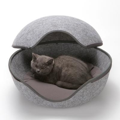 China Viable Egg Shape High Quality Comfy Cute Felt Fabric Sleep Bed For Puppy Cat for sale