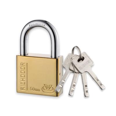 China Waterproof Brass Solid Copper Cylinder Gold Color Cabinet Door Mailbox Padlock Ti-Plated Square Spray Coating Iron Padlock for sale