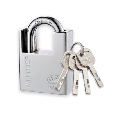 China Cr-Plated Waterproof Half Square Padlock Iron Padlock Arc Type Wrapped Beam Shackle To Protect Iron Padlock for sale