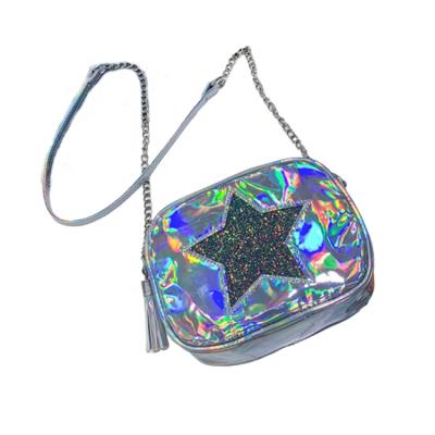 China Popular Waterproof Glitter Star Cross - Body Bag Girls PU Handbag With Girl Chain Cross - Body Bag for sale