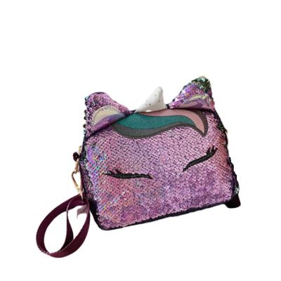 China Lightweight Shiny Cute Unicorn Purse Coin Purse Bag For Girls Sequin Shoulder Bag for sale