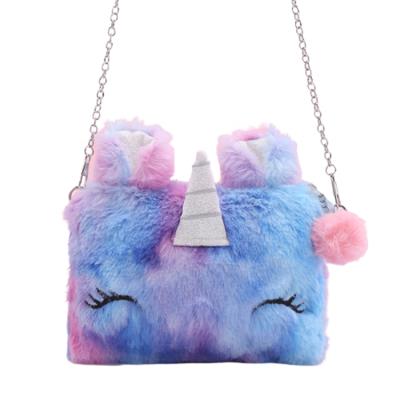 China Cute Winter Sweet Season Unicorn Bag Plush Shoulder Bag Coin Purse For Girls for sale