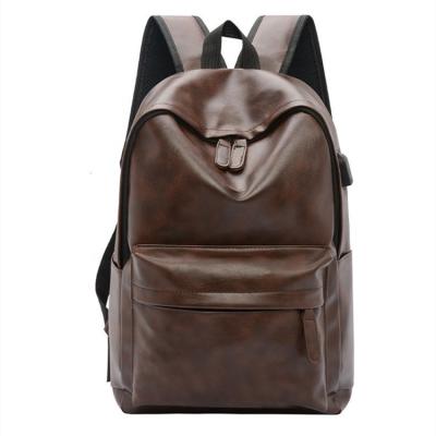 China Business Casual Anti Theft Stroll Backpack USB Travel Bag Black Pu Leather Teenage Men Anti Theft Filling Backpack for sale