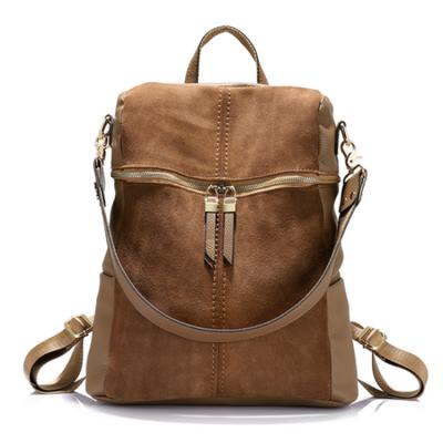 China Nuback Popular Fashion RFID Leather Lovely Traveling Ladies Shoulder Backpack for sale