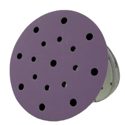 China Cheap Purple Color Backing Film Sandpaper 150mm Price Sanding Paper Disc For Paint And Wood Grinding OEM Welcomed Purple Film for sale