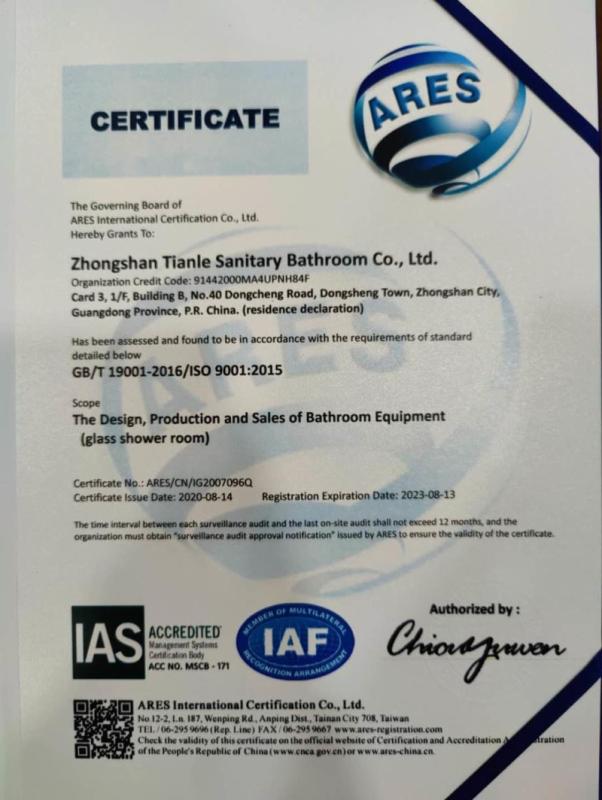 ISO9001 - Zhongshan Tianle Sanitary Ware Co., Ltd.