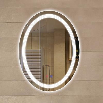 China Round Light LED Touch Screen LED Backlit Wall Mounted Wall Mounted Fog Light Mirror Mirror for sale