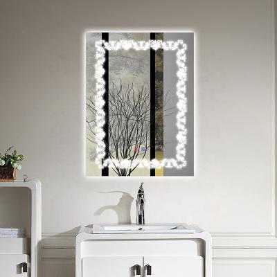 China Moder Magnifying Wall Mounted Large Size Cosmetic Vanity Mirror Led Bathroom Luxury Illuminated Smart Mirror For Hotel for sale