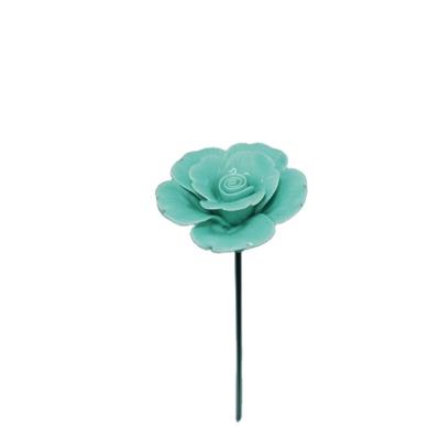 China Hot Selling Europe Crafts Handmade Porcelain Flower Figurine Ceramic Flower With Metal Spine For Home Decor for sale