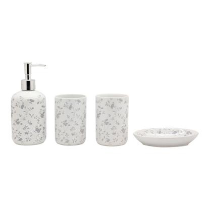 China Sustainable Ceramic Bathroom Set Porcelain Bathroom Set Cheap Price 4 Pcs Ceramic Bathroom Accessories Set for sale