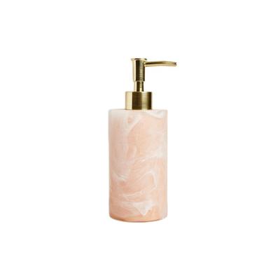 China Viable Wholesale Marble Effect Pink Hotel Home Bathroom Accessories Set Cheap Polyresin Bathroom Set for sale