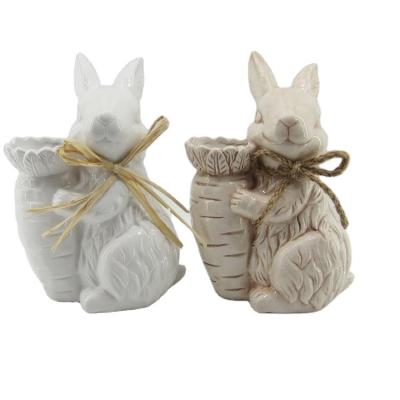 China 2022 New Easter Rabbit White Ceramic Rabbit Designed Cute Rabbit Handmade Porcelain Decoration Ceramic On Sale for sale