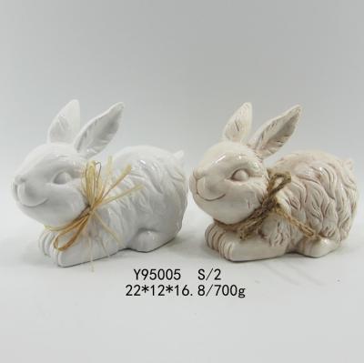 China Retro Easter Ceramic Theme Decoration Easter Bunny Ceramic Rabbit for sale