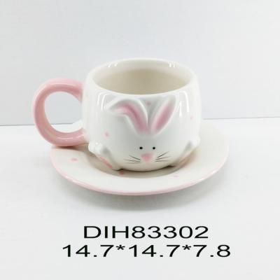 China Customized Ceramic Stoneware Saucers Porcelain Tableware Rabbit Water Cup Coffee Milk Coffee Milk Mug for Easter Holiday Decoration for sale