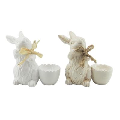 China Beautiful New Design Ceramic Egg Holder Easter Bunny for Decoration for sale