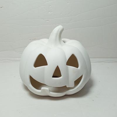 China Lowest Price Halloween Decoration Pumpkin Decor Home Ceramic White Pumpkin LED Light for sale