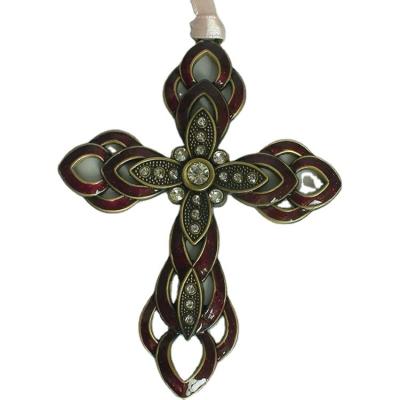 China Custom Cheap Religious Europe Decorative Wall Hanging Metal Cross Hanger for sale