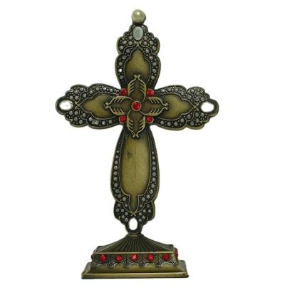 China Europe Metal High Quality Religious Christians Christmas Cross Stand Decor for sale