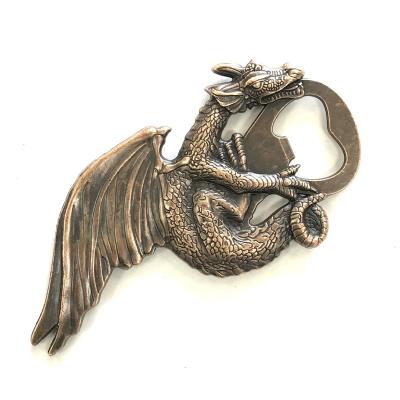 China Viable Design Your Own Customized Metal Art Dinosaur Statue Beer Bottle Opener Zinc Alloy Openers for sale